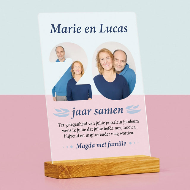 Woord Van Foto'S: 20Ste Huwelijksverjaardag - Afdruk Op Acrylglas (Verticaal)