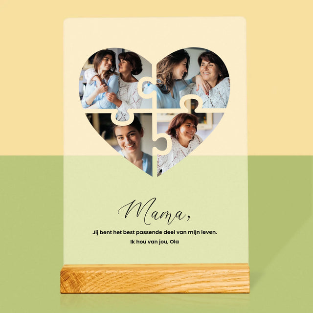Fotocollage: Puzzel Hart, Voor Mama - Afdruk Op Acrylglas (Verticaal)