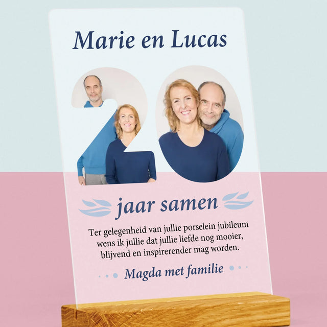 Woord Van Foto'S: 20Ste Huwelijksverjaardag - Afdruk Op Acrylglas (Verticaal)