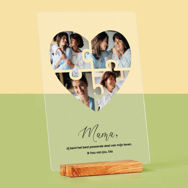 Fotocollage: Puzzel Hart, Voor Mama - Afdruk Op Acrylglas (Verticaal)