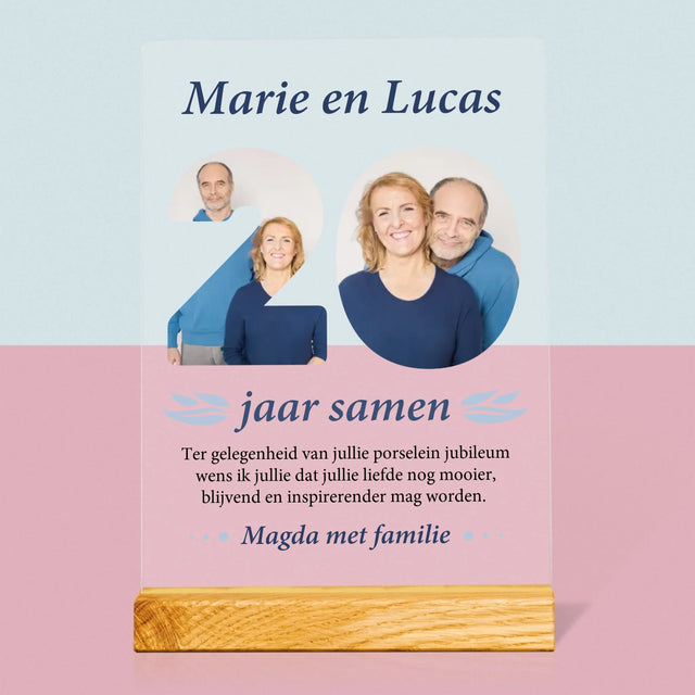 Woord Van Foto'S: 20Ste Huwelijksverjaardag - Afdruk Op Acrylglas (Verticaal)