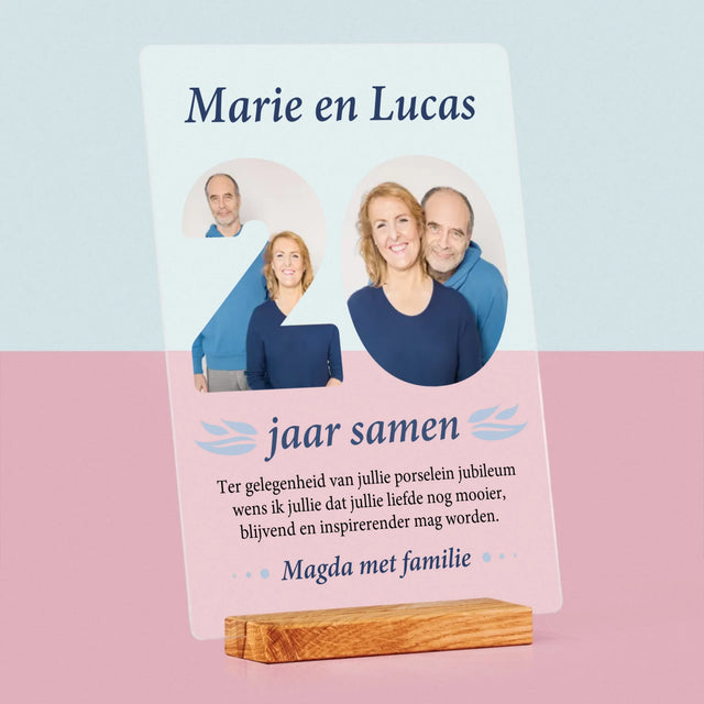 Woord Van Foto'S: 20Ste Huwelijksverjaardag - Afdruk Op Acrylglas (Verticaal)