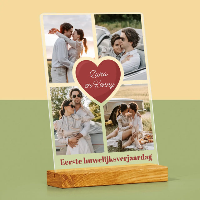 Fotocollage: 1 Jaar Samen - Afdruk Op Acrylglas (Verticaal)