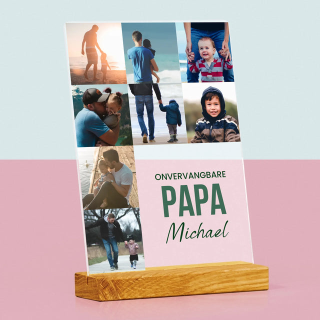 Fotocollage: Onvervangbare Papa - Afdruk Op Acrylglas (Verticaal)