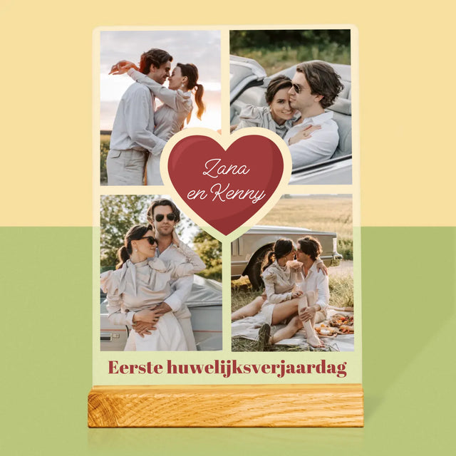 Fotocollage: 1 Jaar Samen - Afdruk Op Acrylglas (Verticaal)