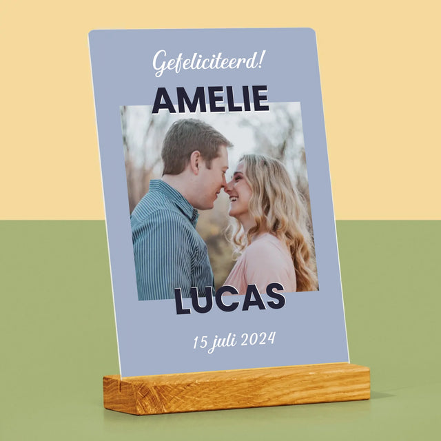 Foto En Handtekening: Huwelijkswensen - Afdruk Op Acrylglas (Verticaal)