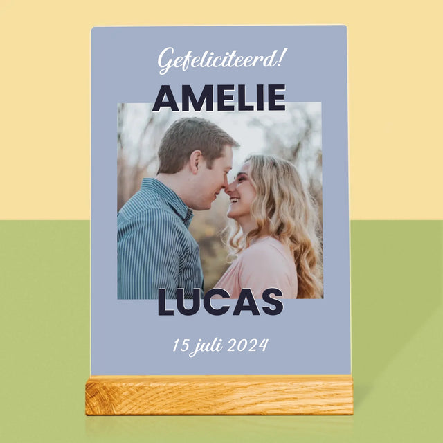 Foto En Handtekening: Huwelijkswensen - Afdruk Op Acrylglas (Verticaal)