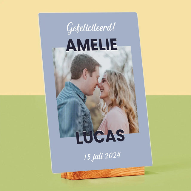 Foto En Handtekening: Huwelijkswensen - Afdruk Op Acrylglas (Verticaal)