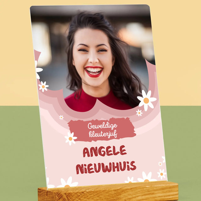 Foto En Handtekening: Geweldige Kleuterjuf - Afdruk Op Acrylglas (Verticaal)