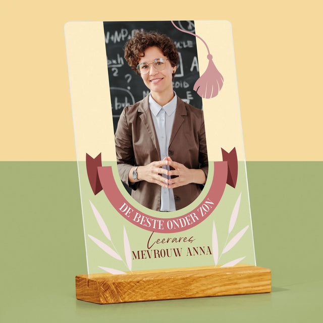 Foto En Handtekening: De Beste Leerares Onder Zon - Afdruk Op Acrylglas (Verticaal)