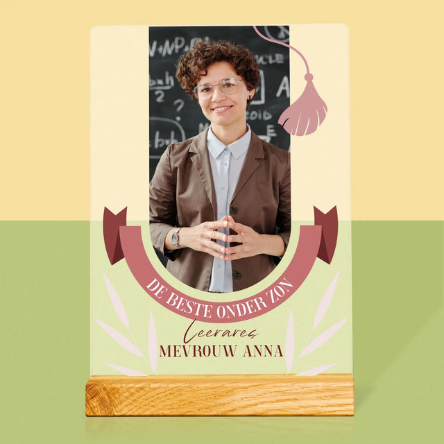 Foto En Handtekening: De Beste Leerares Onder Zon - Afdruk Op Acrylglas (Verticaal)