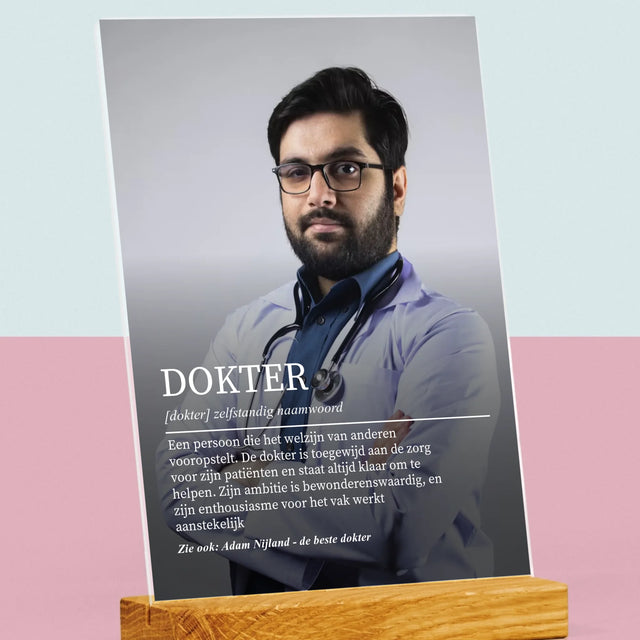 Foto En Handtekening: Dokter Definitie - Afdruk Op Acrylglas (Verticaal)