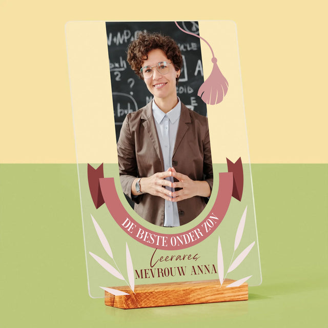 Foto En Handtekening: De Beste Leerares Onder Zon - Afdruk Op Acrylglas (Verticaal)