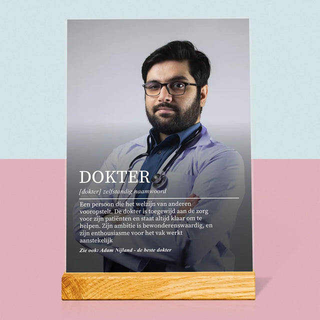 Foto En Handtekening: Dokter Definitie - Afdruk Op Acrylglas (Verticaal)