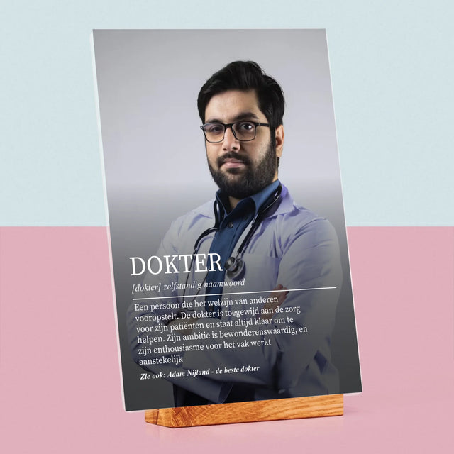 Foto En Handtekening: Dokter Definitie - Afdruk Op Acrylglas (Verticaal)