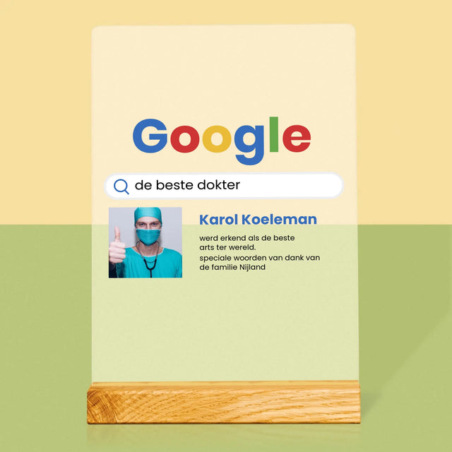 Foto En Handtekening: De Beste Dokter Google-Score - Afdruk Op Acrylglas (Verticaal)