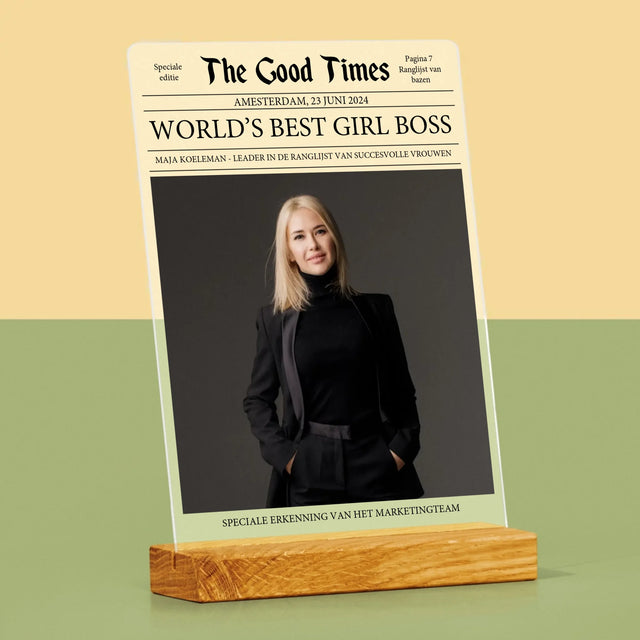 Omslag Van Tijdschrift: World’S Best Girl Boss - Afdruk Op Acrylglas (Verticaal)