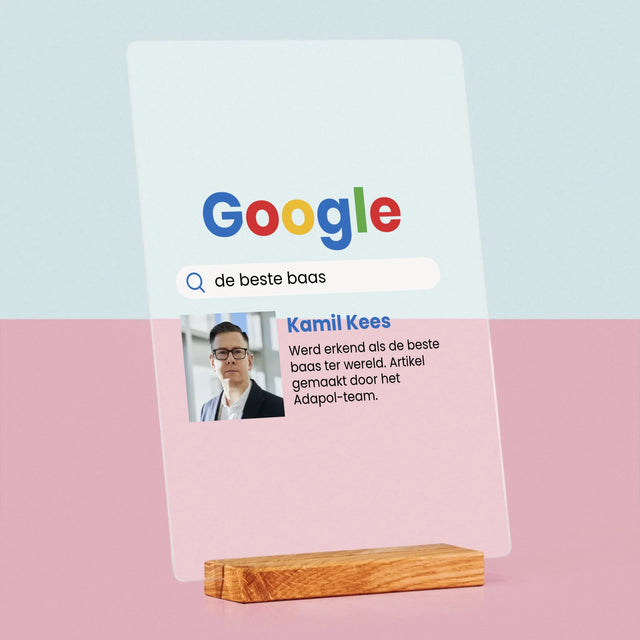 Foto En Handtekening: De Beste Baas Google-Score - Afdruk Op Acrylglas (Verticaal)