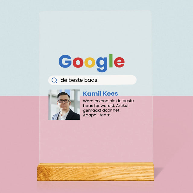 Foto En Handtekening: De Beste Baas Google-Score - Afdruk Op Acrylglas (Verticaal)