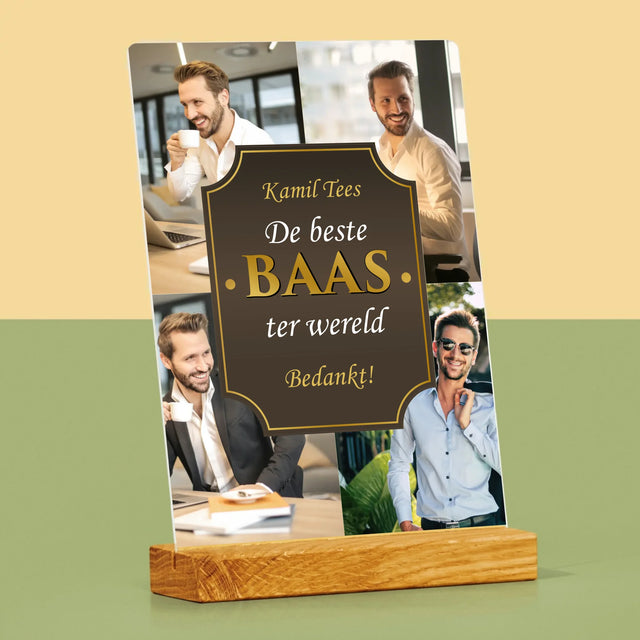 Fotocollage: De Beste Baas Ter Wereld - Afdruk Op Acrylglas (Verticaal)