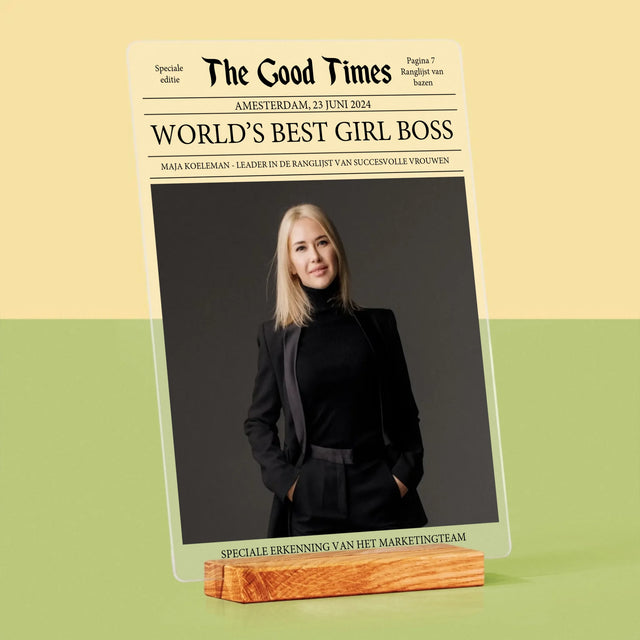 Omslag Van Tijdschrift: World’S Best Girl Boss - Afdruk Op Acrylglas (Verticaal)