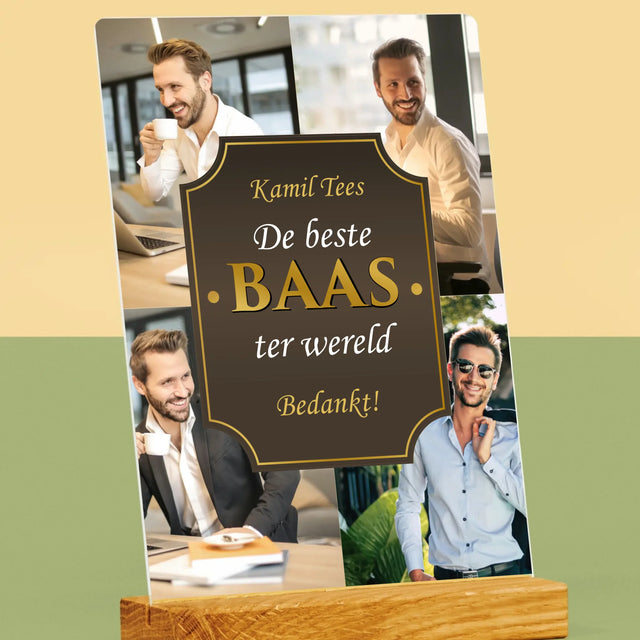 Fotocollage: De Beste Baas Ter Wereld - Afdruk Op Acrylglas (Verticaal)
