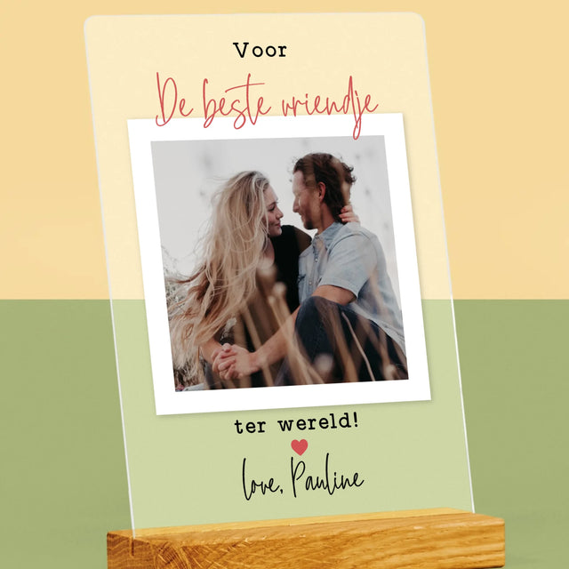 Foto En Handtekening: Voor De Beste Vriendje - Afdruk Op Acrylglas (Verticaal)