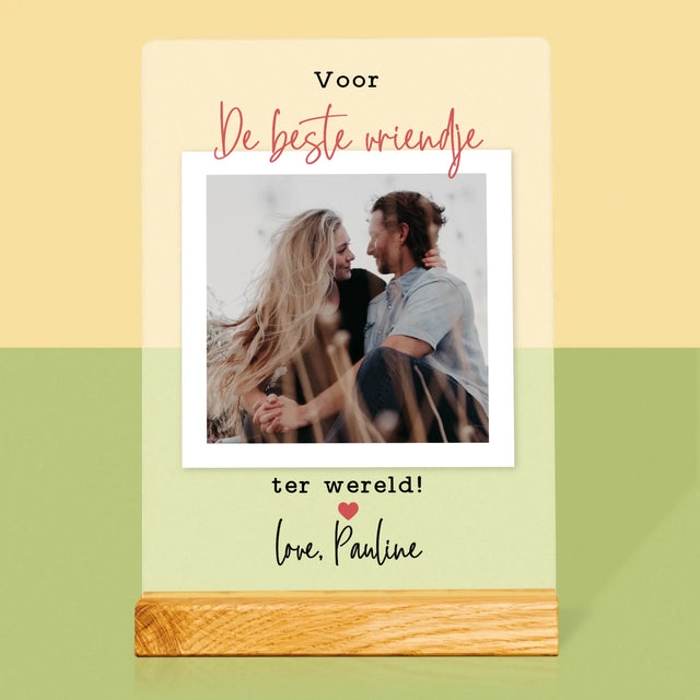 Foto En Handtekening: Voor De Beste Vriendje - Afdruk Op Acrylglas (Verticaal)