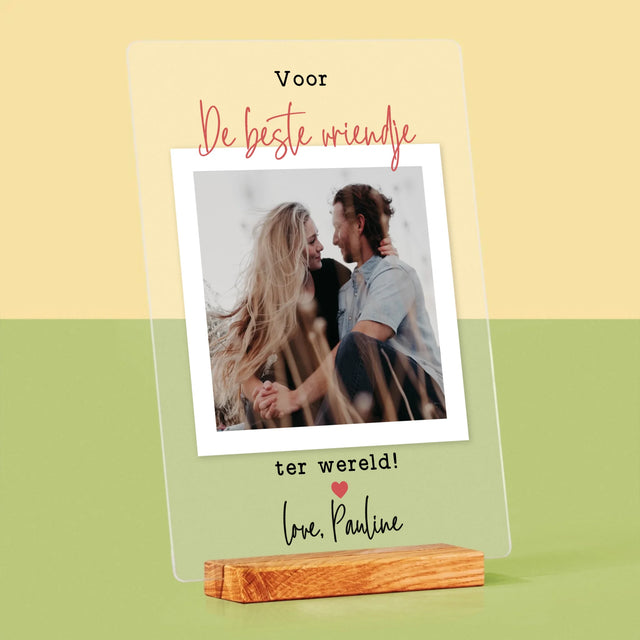 Foto En Handtekening: Voor De Beste Vriendje - Afdruk Op Acrylglas (Verticaal)