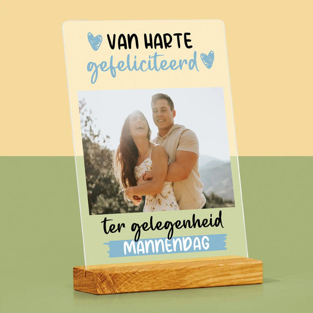 Foto En Handtekening: Wensen Voor Mannendag - Afdruk Op Acrylglas (Verticaal)