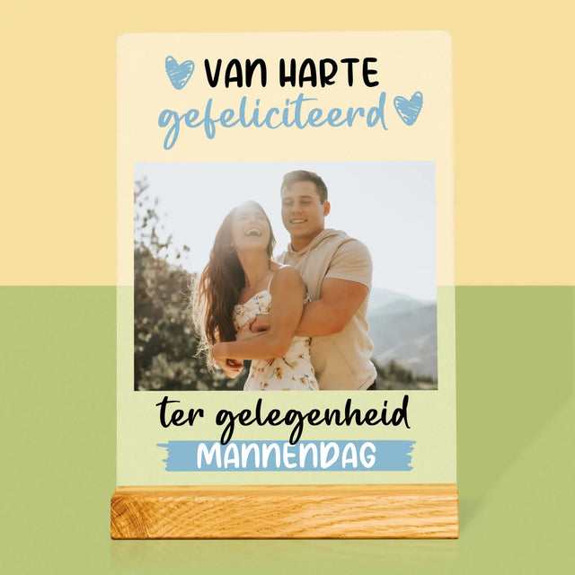 Foto En Handtekening: Wensen Voor Mannendag - Afdruk Op Acrylglas (Verticaal)