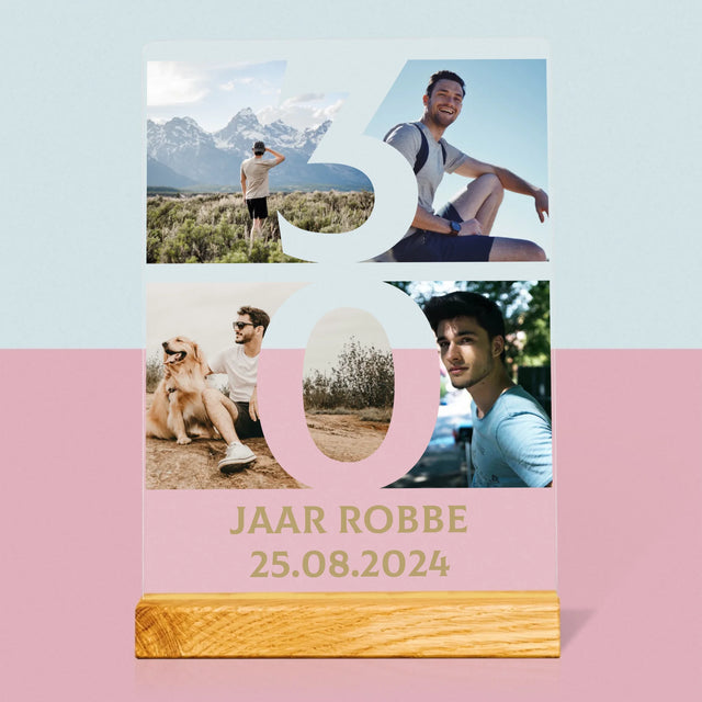 Fotocollage: 30 Jaar, Cijfer Foto'S - Afdruk Op Acrylglas (Verticaal)