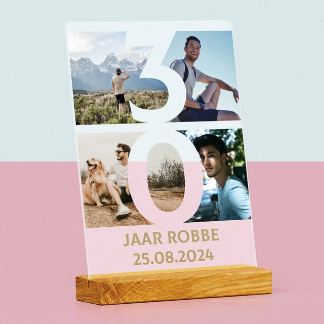 Fotocollage: 30 Jaar, Cijfer Foto'S - Afdruk Op Acrylglas (Verticaal)