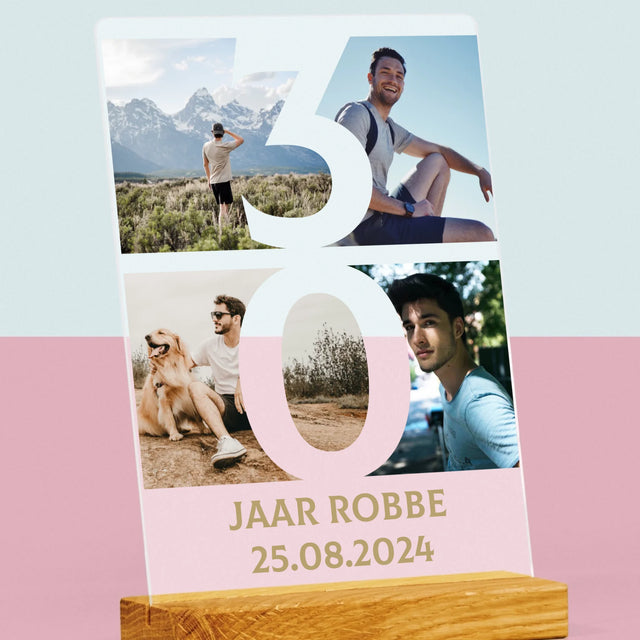 Fotocollage: 30 Jaar, Cijfer Foto'S - Afdruk Op Acrylglas (Verticaal)