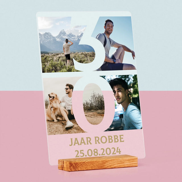 Fotocollage: 30 Jaar, Cijfer Foto'S - Afdruk Op Acrylglas (Verticaal)