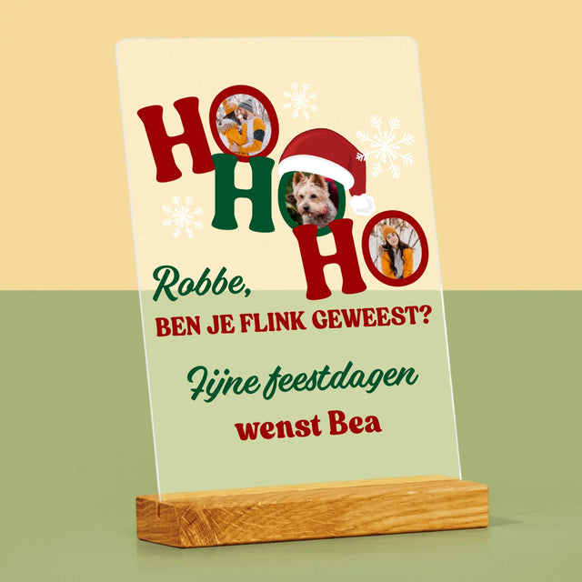 Fotocollage: Ho Ho Ho - Afdruk Op Acrylglas (Verticaal)