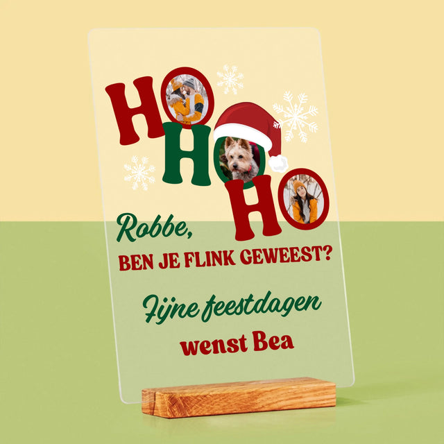 Fotocollage: Ho Ho Ho - Afdruk Op Acrylglas (Verticaal)