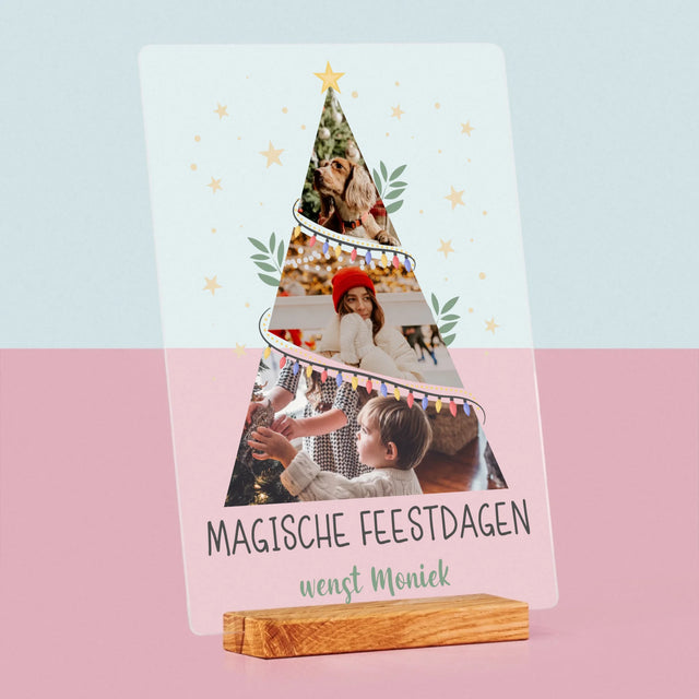 Fotocollage: Kerstboom, Magische Feestdagen - Afdruk Op Acrylglas (Verticaal)