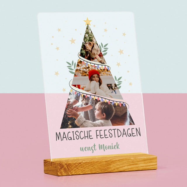 Fotocollage: Kerstboom, Magische Feestdagen - Afdruk Op Acrylglas (Verticaal)