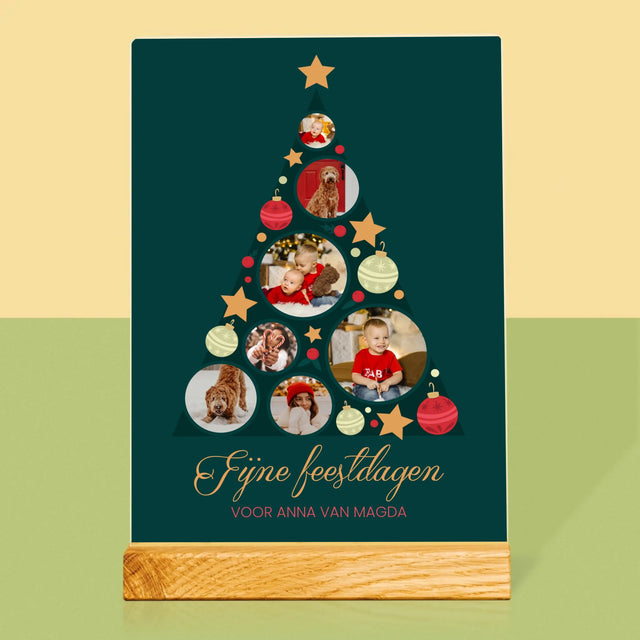 Fotocollage: Kerstboom, Kerstballen - Afdruk Op Acrylglas (Verticaal)