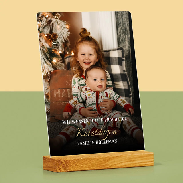 Foto En Handtekening: Prettige Feestdagen - Afdruk Op Acrylglas (Verticaal)