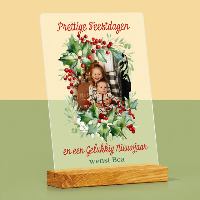 Foto En Handtekening: Kerstkrans - Afdruk Op Acrylglas (Verticaal)
