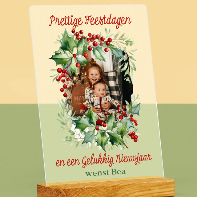 Foto En Handtekening: Kerstkrans - Afdruk Op Acrylglas (Verticaal)