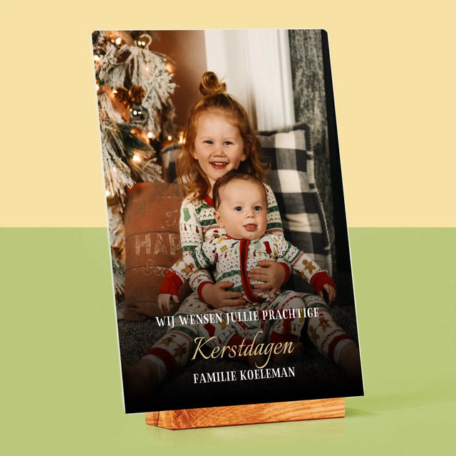 Foto En Handtekening: Prettige Feestdagen - Afdruk Op Acrylglas (Verticaal)