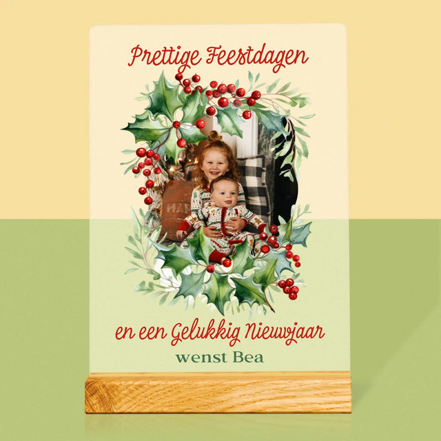 Foto En Handtekening: Kerstkrans - Afdruk Op Acrylglas (Verticaal)