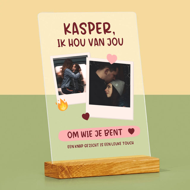 Fotocollage: Ik Hou Van Jou Om Wie Je Bent - Afdruk Op Acrylglas (Verticaal)