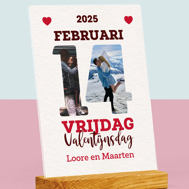 Woord Van Foto'S: Valentijnsdag Kalenderblad - Afdruk Op Acrylglas (Verticaal)
