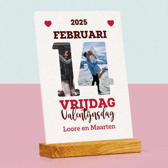 Woord Van Foto'S: Valentijnsdag Kalenderblad - Afdruk Op Acrylglas (Verticaal)