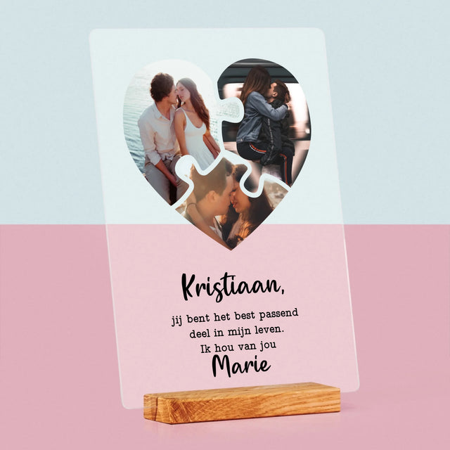 Fotocollage: Valentijn Puzzel - Afdruk Op Acrylglas (Verticaal)