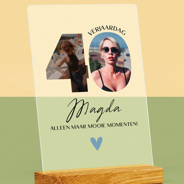 Woord Van Foto'S: 40E Verjaardag Mooie Momenten - Afdruk Op Acrylglas (Verticaal)